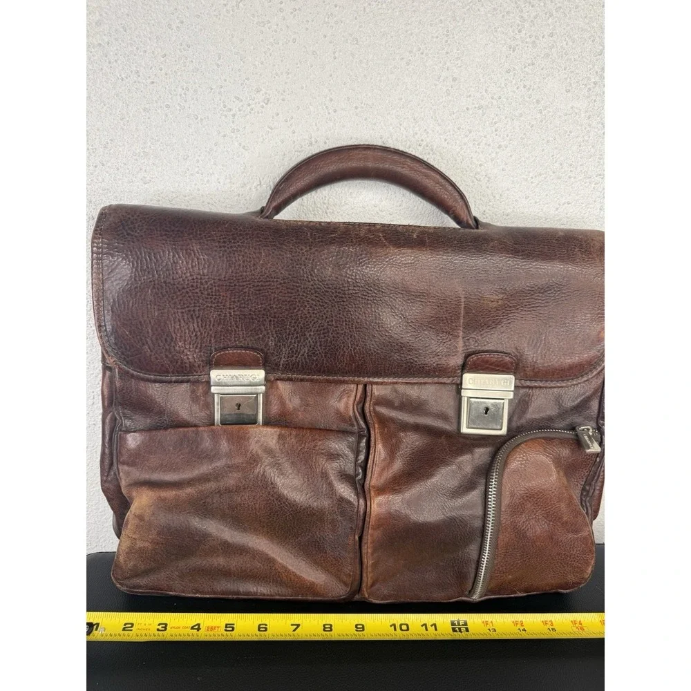 Vintage Chiarugi Men's Genuine Leather Briefcase Made In Florence Italy 1969